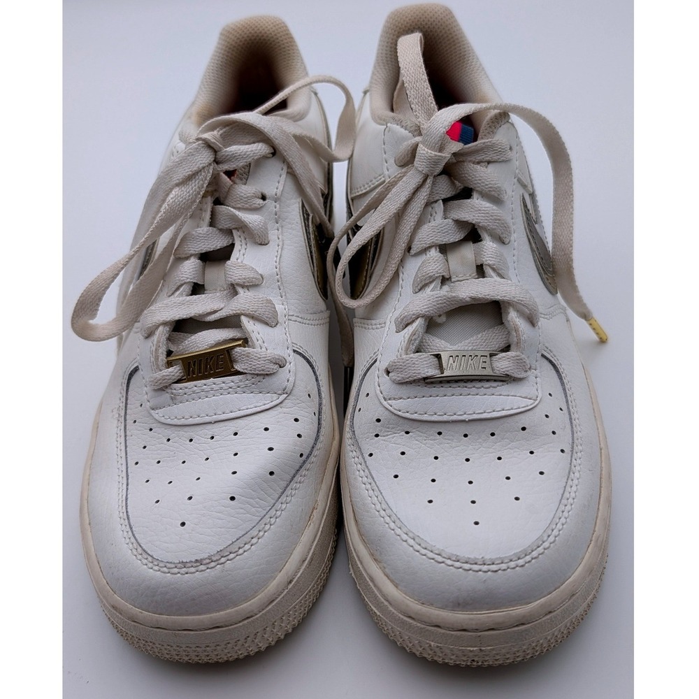 Nike Air Force 1 Low Womens White Metallic Gold Bronze Sneakers DQ0359-100